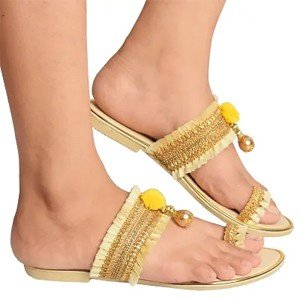 Elegant Beige Solid Synthetic Women's Slippers