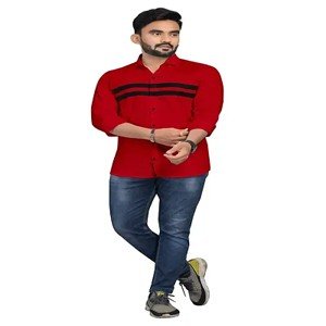 METLOKE Mens Long Full Sleeves Regular Fit Cotton Line Formal Plain /Solid Shirt