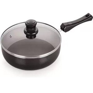 NIRLON Aluminium Induction Base Non Stick Cookware Fry Pan with Glass LID-24cm Fry Pan 24 cm diameter with Lid 2 L capacity  (Aluminium, Non-stick, Induction Bottom)