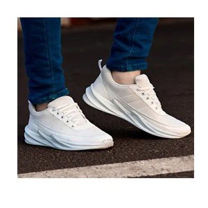 White Synthetic Sport Sneakers Shoes For Men's